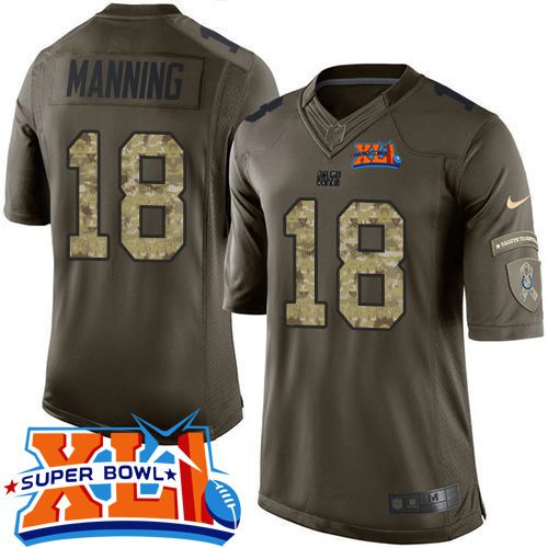 Nike Colts #18 Peyton Manning Green Super Bowl XLI Men's Stitched NFL Limited Salute to Service Jersey - Click Image to Close